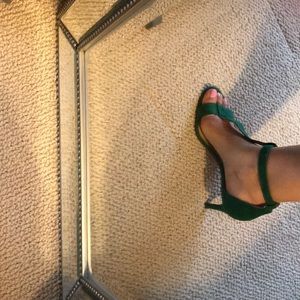 Green suede heels